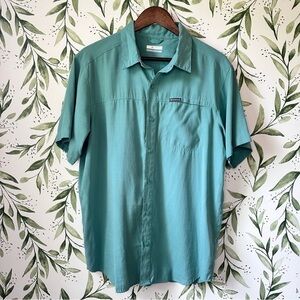 Columbia Men’s Modal Button Down Short Sleeve Shirt. Medium. Teal.
